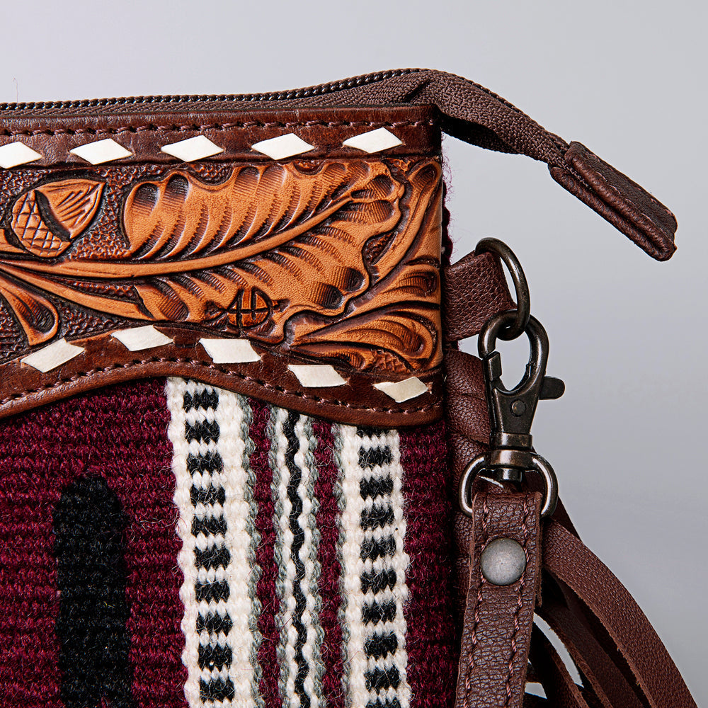 American Darling Crossbody Hand Tooled Saddle Blanket Genuine Leather