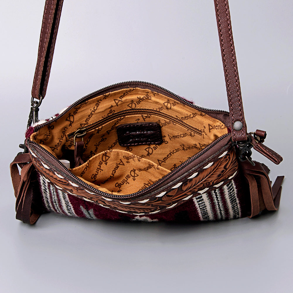 American Darling Crossbody Hand Tooled Saddle Blanket Genuine Leather