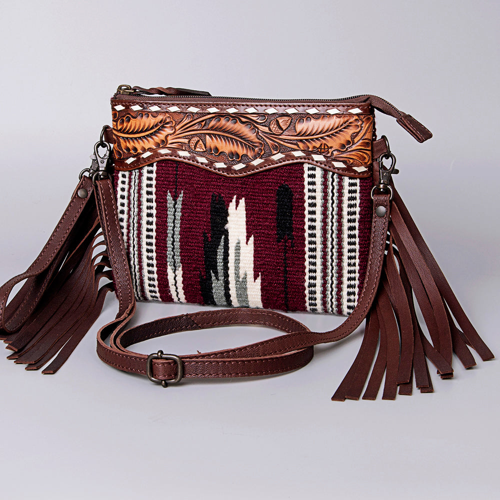 American Darling Crossbody Hand Tooled Saddle Blanket Genuine Leather