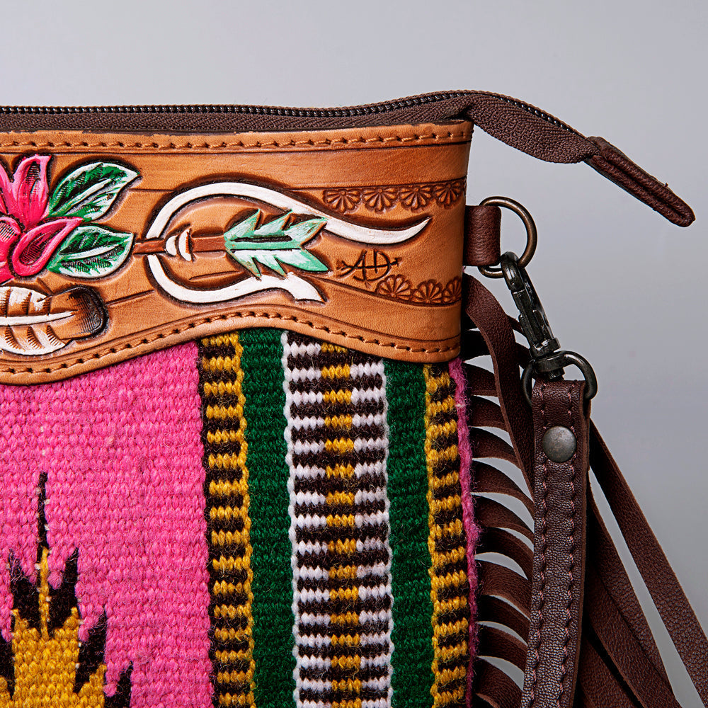 American Darling Crossbody Hand Tooled Saddle Blanket Genuine Leather