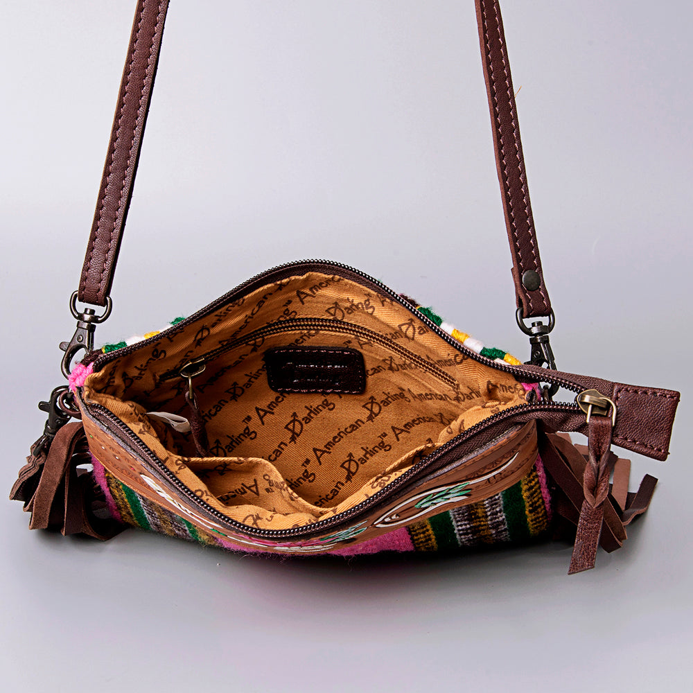American Darling Crossbody Hand Tooled Saddle Blanket Genuine Leather