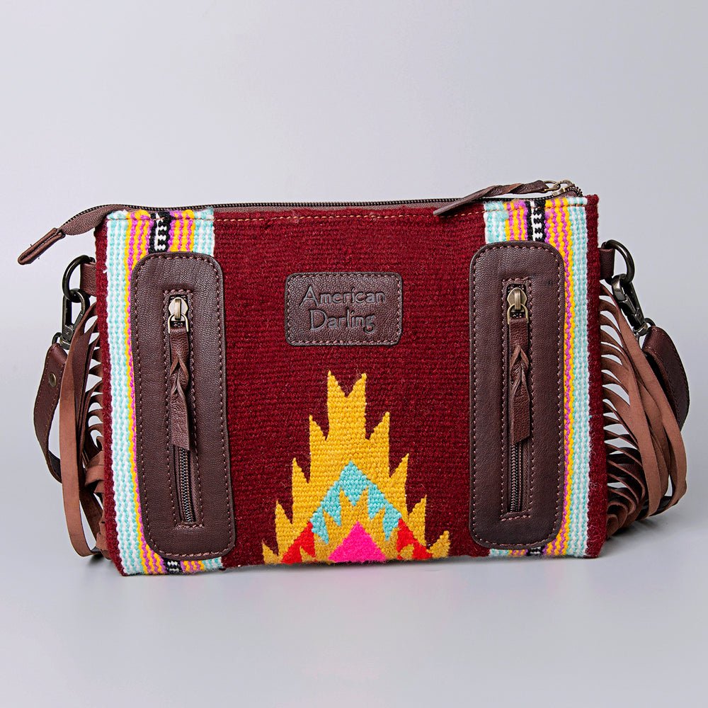 American Darling Crossbody Hand Tooled Saddle Blanket Genuine Leather