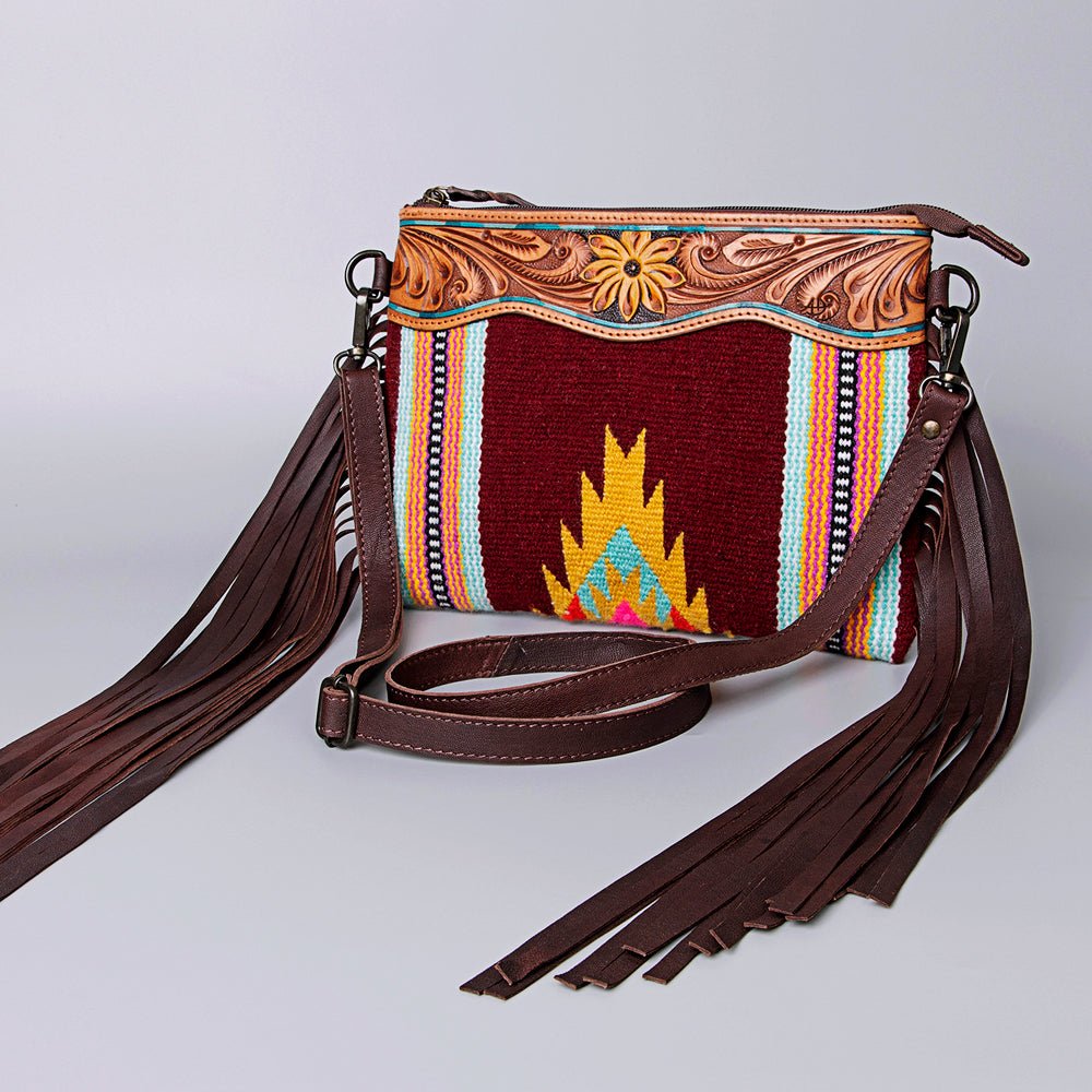 American Darling Crossbody Hand Tooled Saddle Blanket Genuine Leather