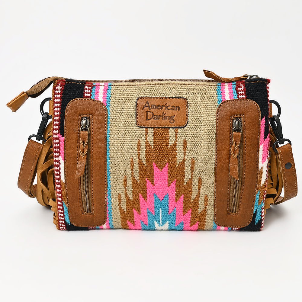 American Darling Crossbody Hand Tooled Saddle Blanket Genuine Leather
