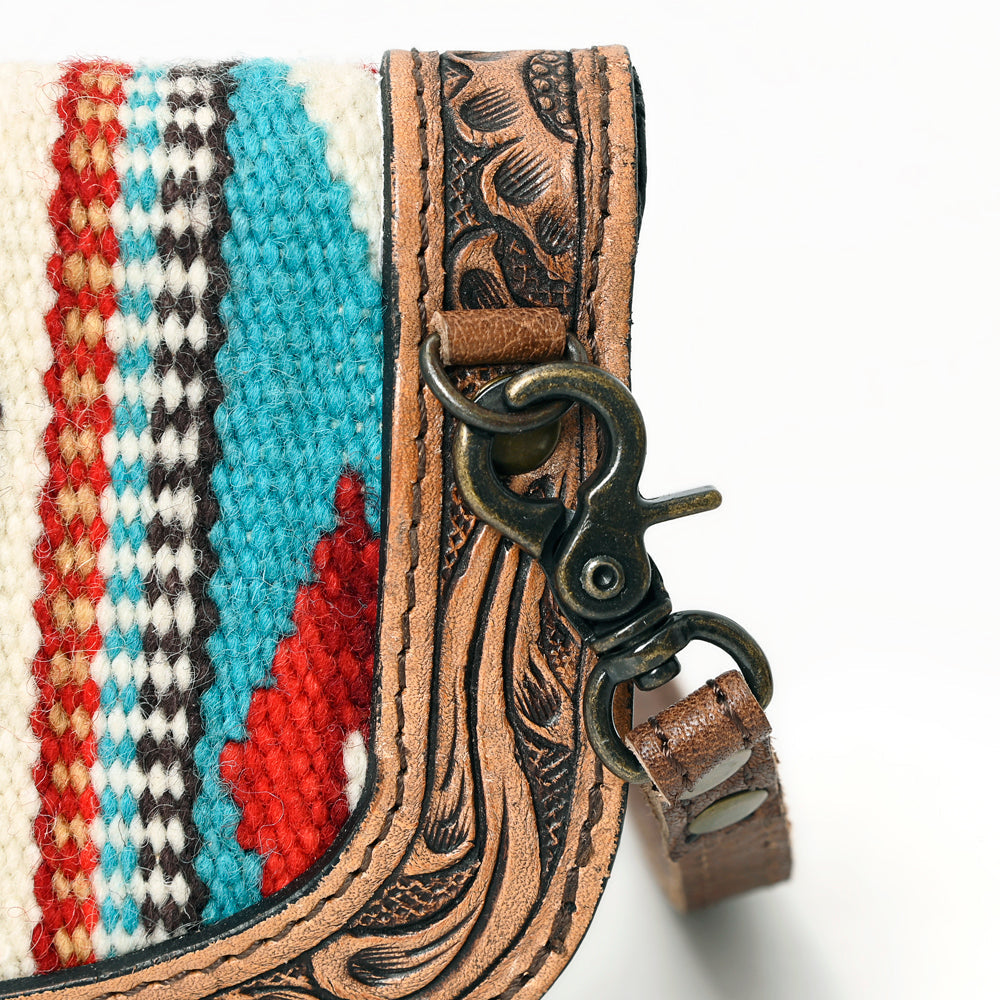 American Darling Small Cross body Bag Western Leather Hand Tooled Hand-Woven Saddle Blanket Genuine Leather 4.5x9