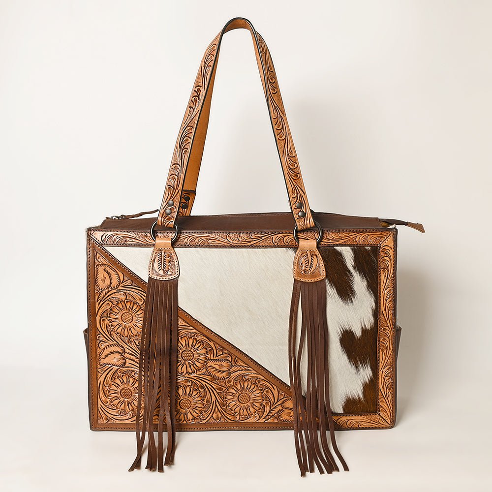 American Darling Tote Hand Tooled Saddle Blanket Genuine Leather