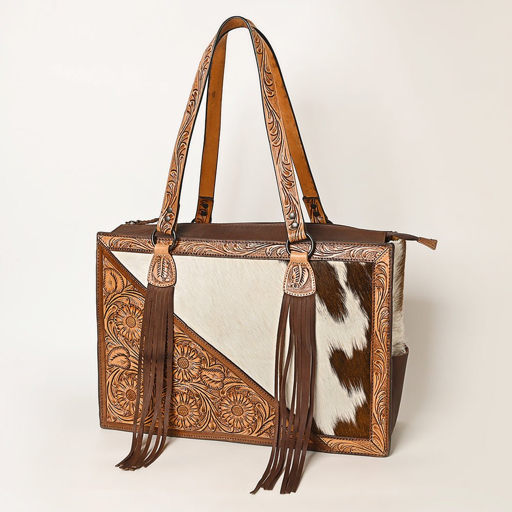 American Darling Tote Hand Tooled Saddle Blanket Genuine Leather