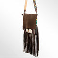 Genuine Leather Crossbody Bag With Saddle Blanket Western