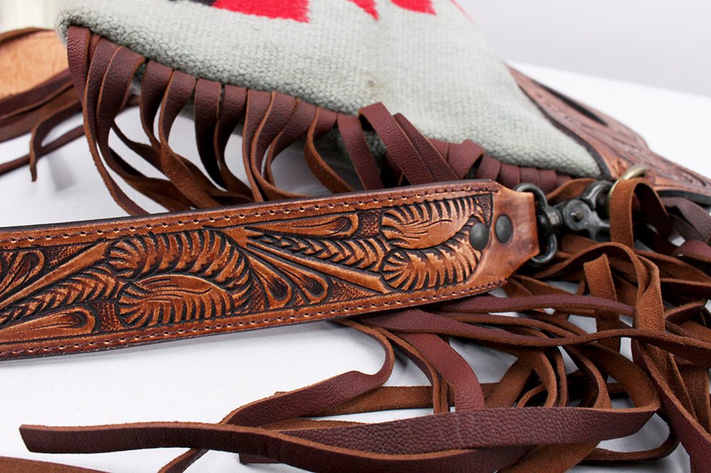 Saddle Blanket Leather Clutch Bag For Women With Western Style Intricate Detailing