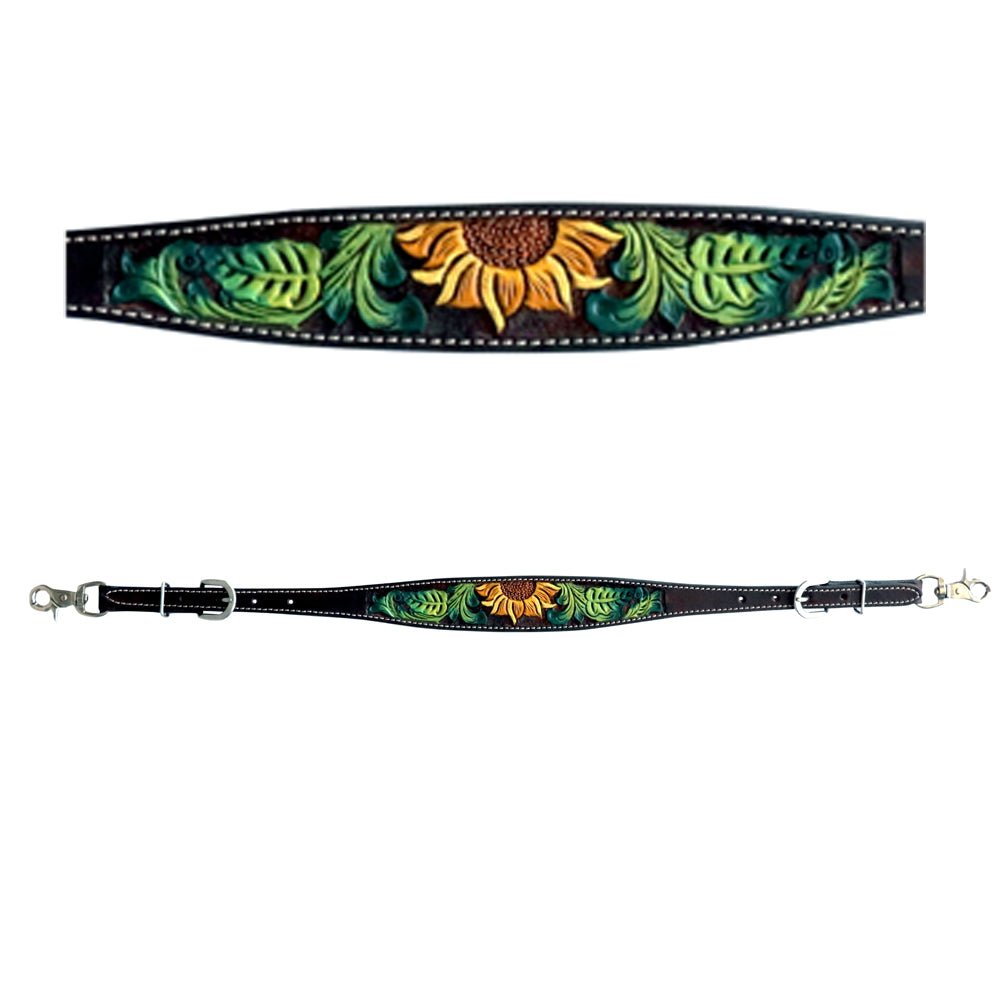 Bar H Equine Horse Genuine Leather Floral Design Hand Painted Tack Set Brown