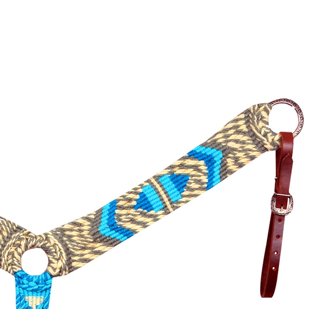 HILASON Western Wool Headstall & Breast Collar Tack Set Grey Turquoise | Leather for Horses