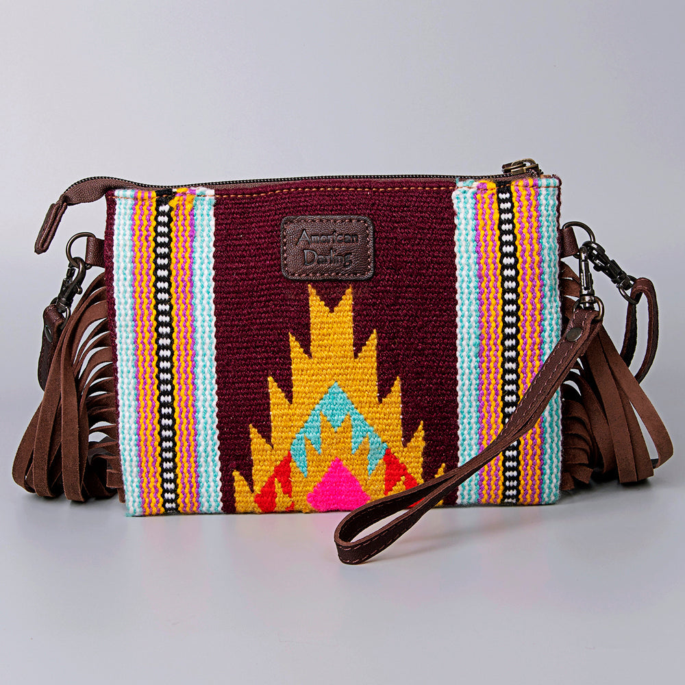 American Darling Crossbody Hand Tooled Saddle Blanket Genuine Leather