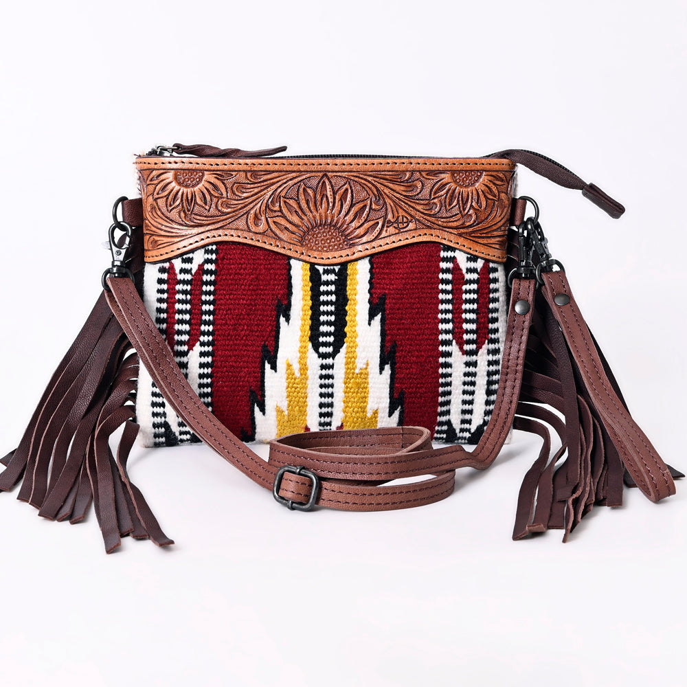 American Darling Crossbody Hand Tooled Saddle Blanket Genuine Leather