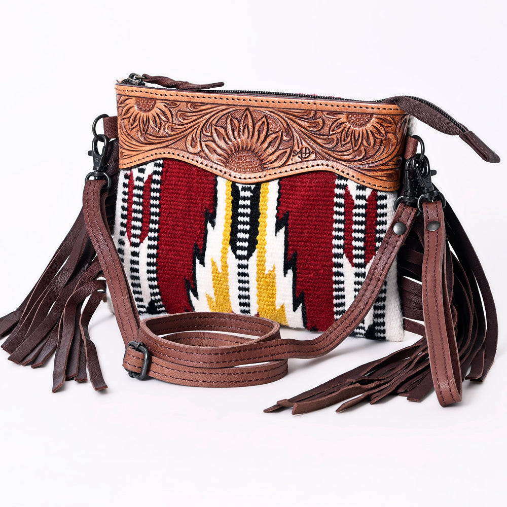 American Darling Crossbody Hand Tooled Saddle Blanket Genuine Leather