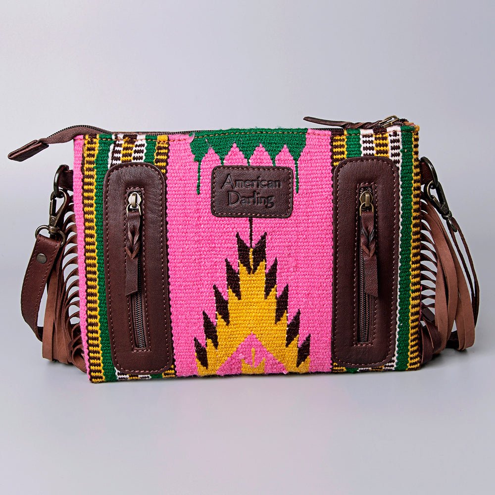 American Darling Crossbody Hand Tooled Saddle Blanket Genuine Leather