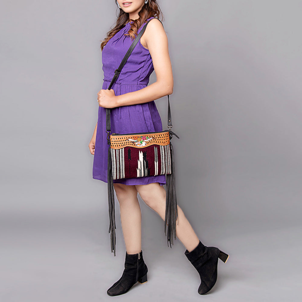 American Darling Cross Body Hand Tooled Saddle Blanket Genuine Leather Western Women Bag Handbag Purse | Crossbody for Cute