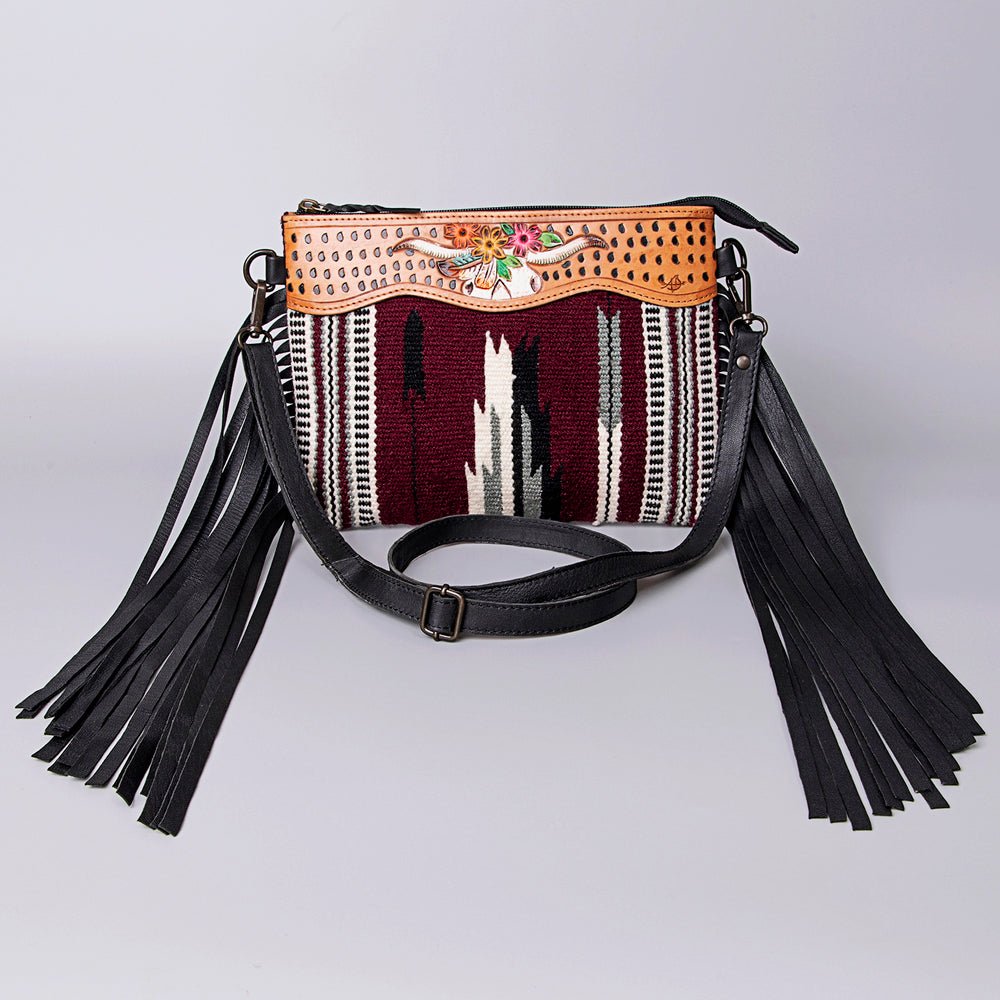 American Darling Crossbody Hand Tooled Saddle Blanket Genuine Leather