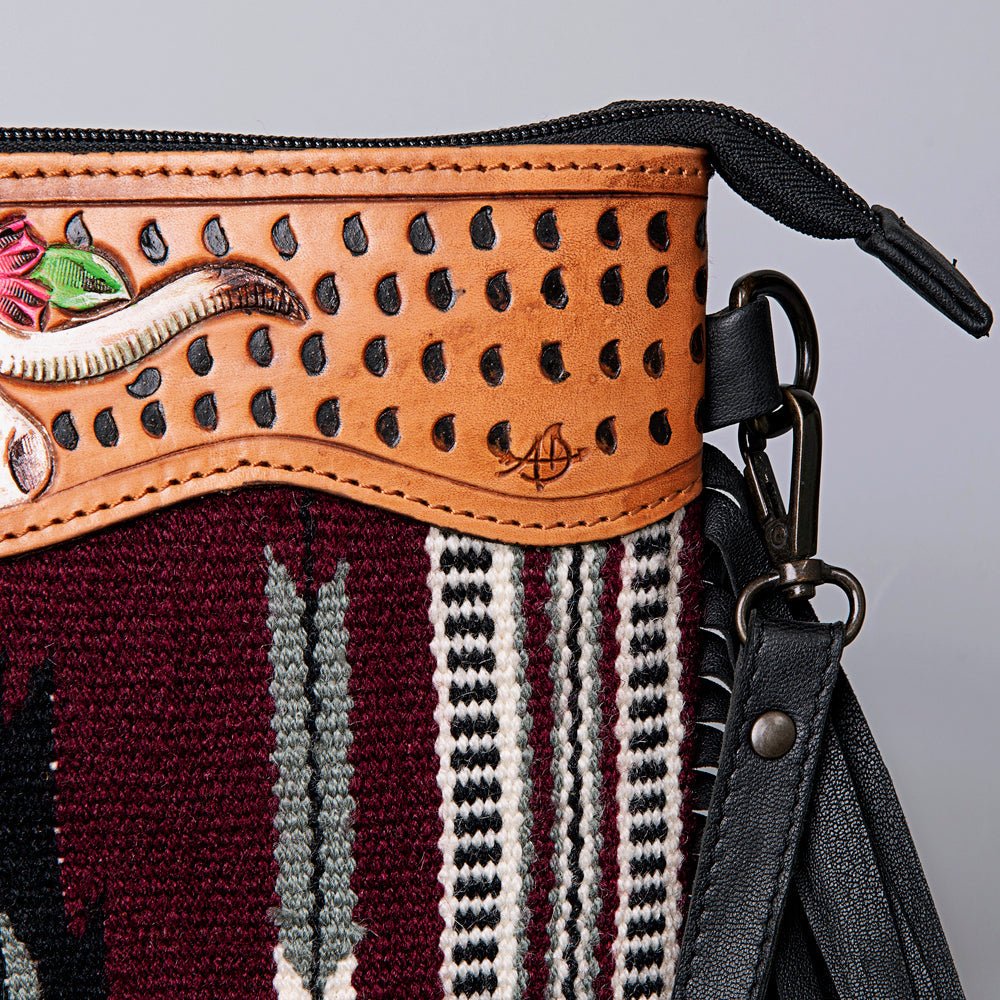 American Darling Crossbody Hand Tooled Saddle Blanket Genuine Leather