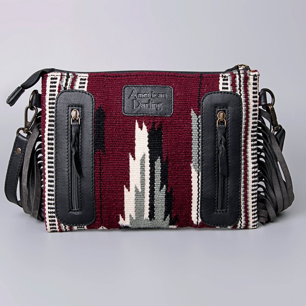 American Darling Crossbody Hand Tooled Saddle Blanket Genuine Leather