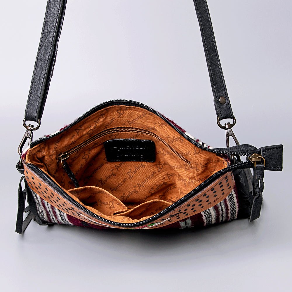 American Darling Crossbody Hand Tooled Saddle Blanket Genuine Leather