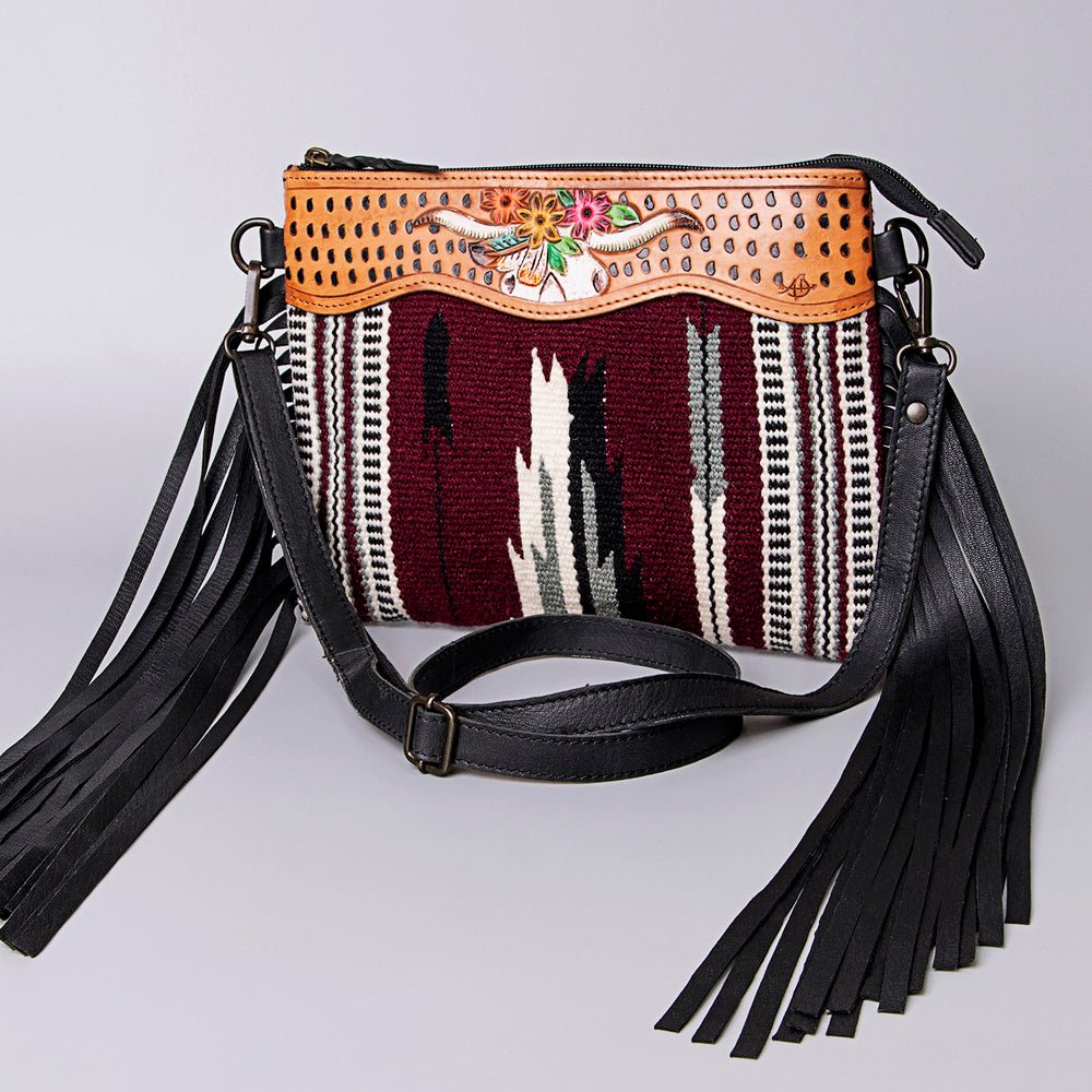 American Darling Crossbody Hand Tooled Saddle Blanket Genuine Leather