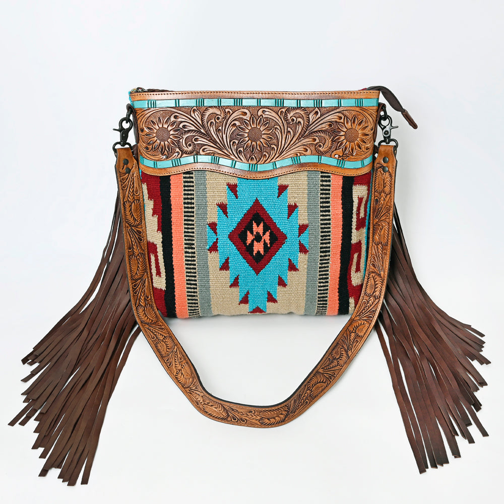 American Darling Hand-Tooled Saddle Blanket Leather Crossbody Bag