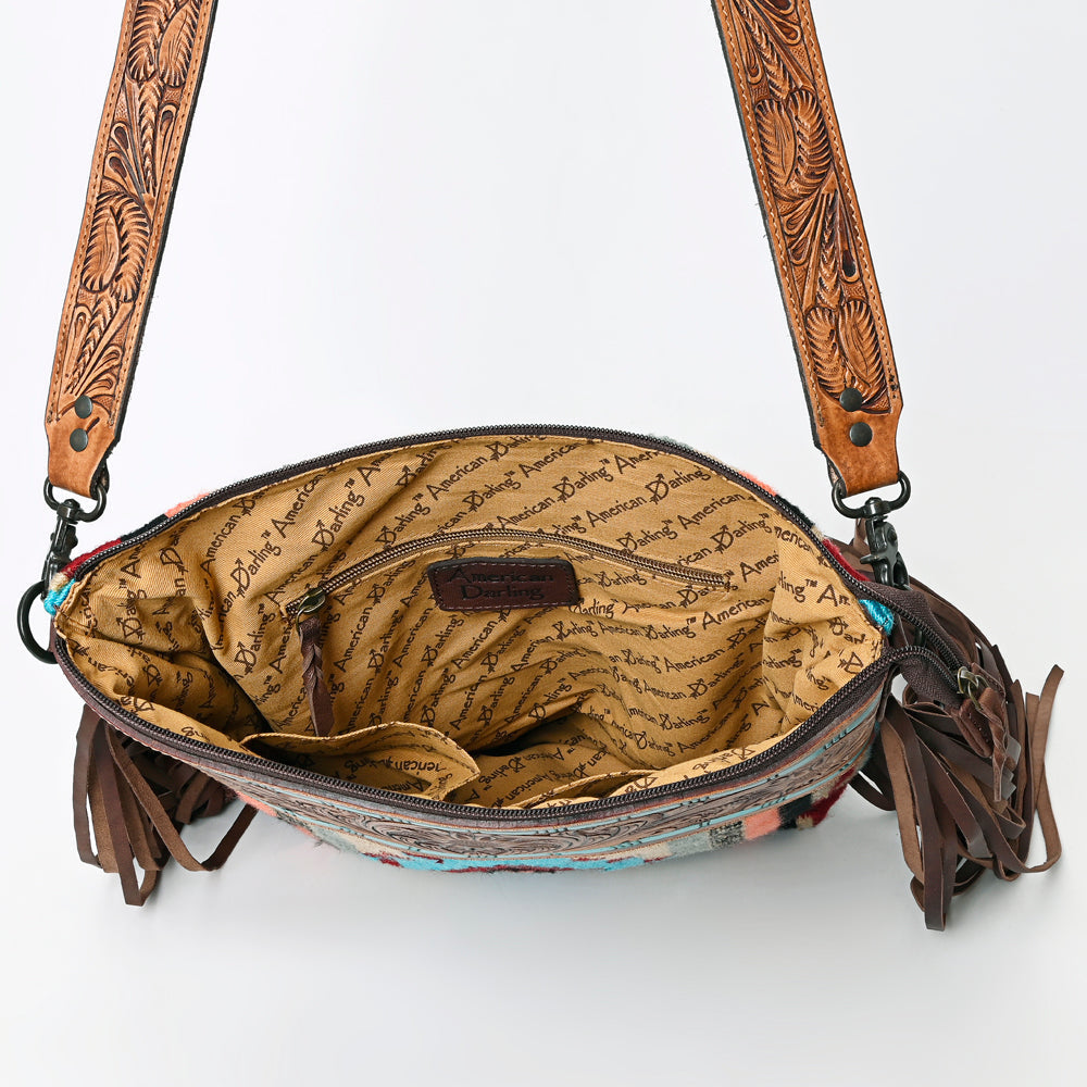 American Darling Hand-Tooled Saddle Blanket Leather Crossbody Bag