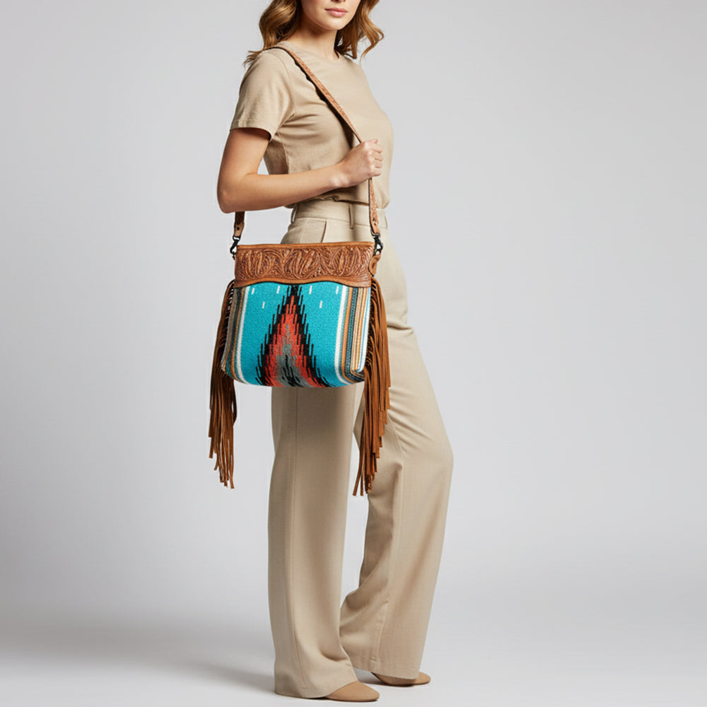 American Darling Crossbody Hand Tooled Saddle Blanket Genuine Leather Women Bag Western Handbag Purse
