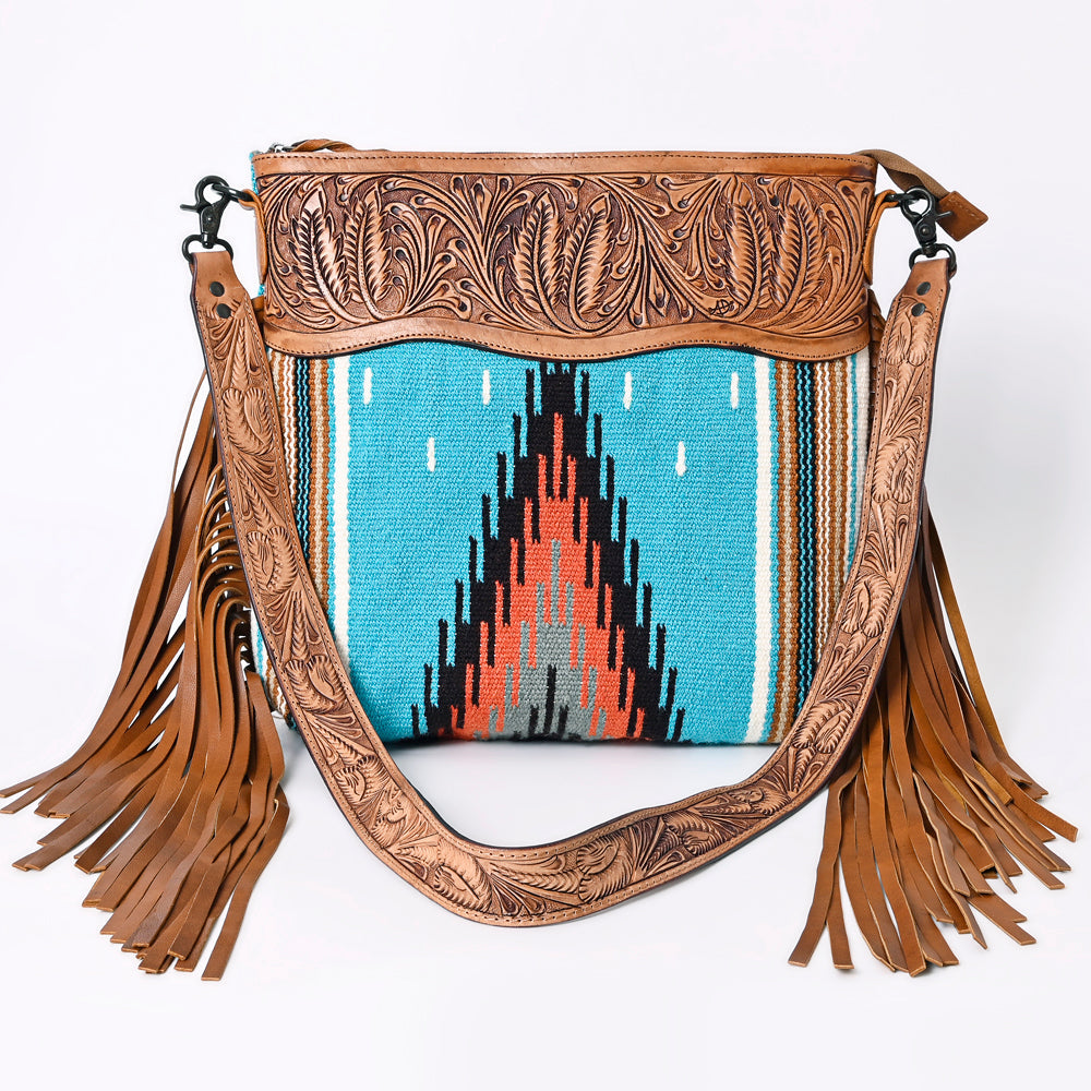 American Darling Hand-Tooled Saddle Blanket Leather Crossbody Bag