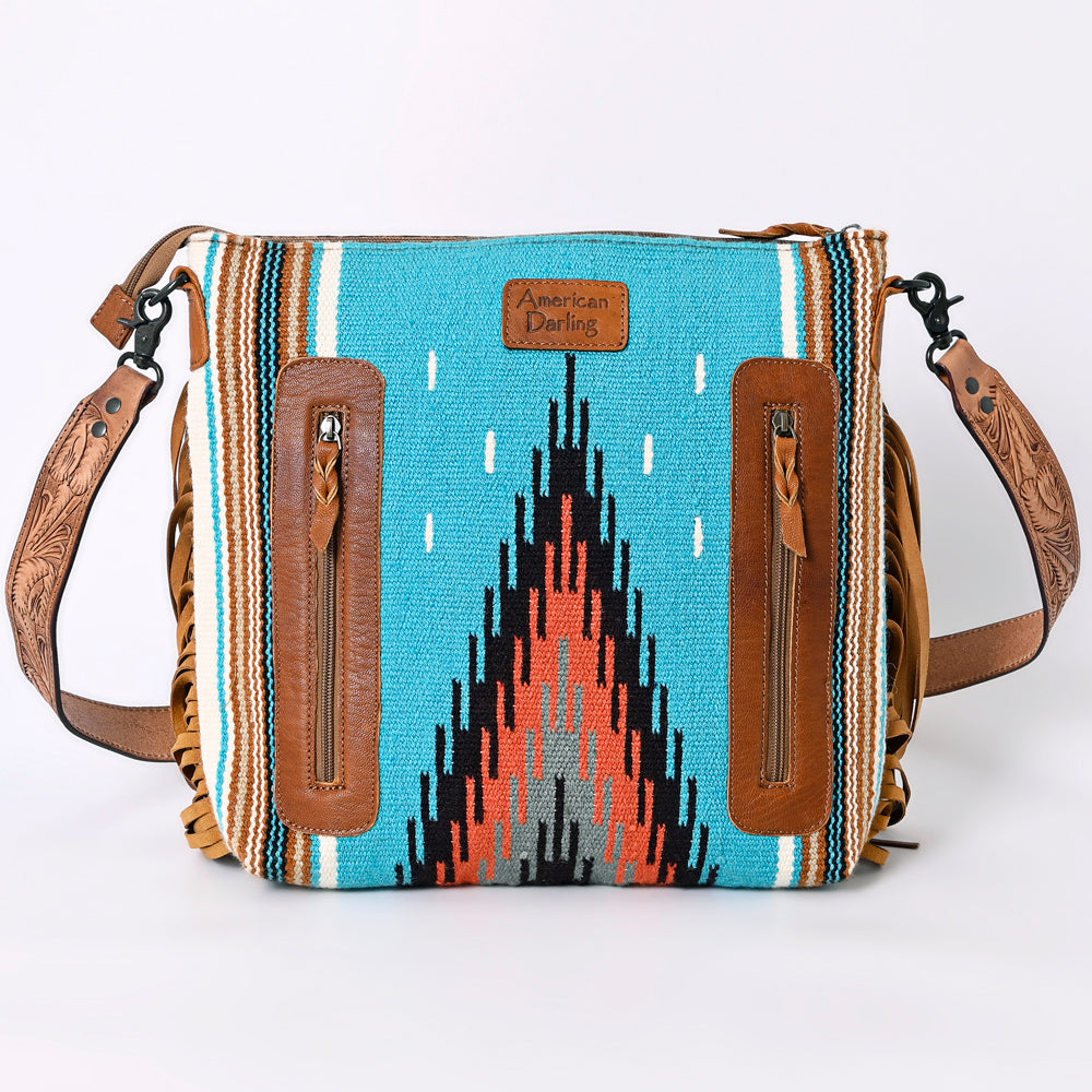 American Darling Hand-Tooled Saddle Blanket Leather Crossbody Bag