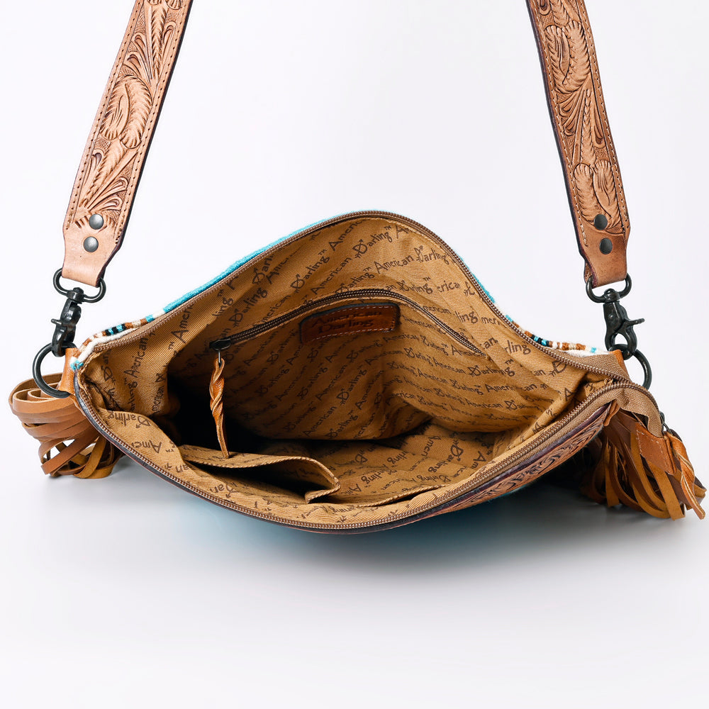 American Darling Hand-Tooled Saddle Blanket Leather Crossbody Bag