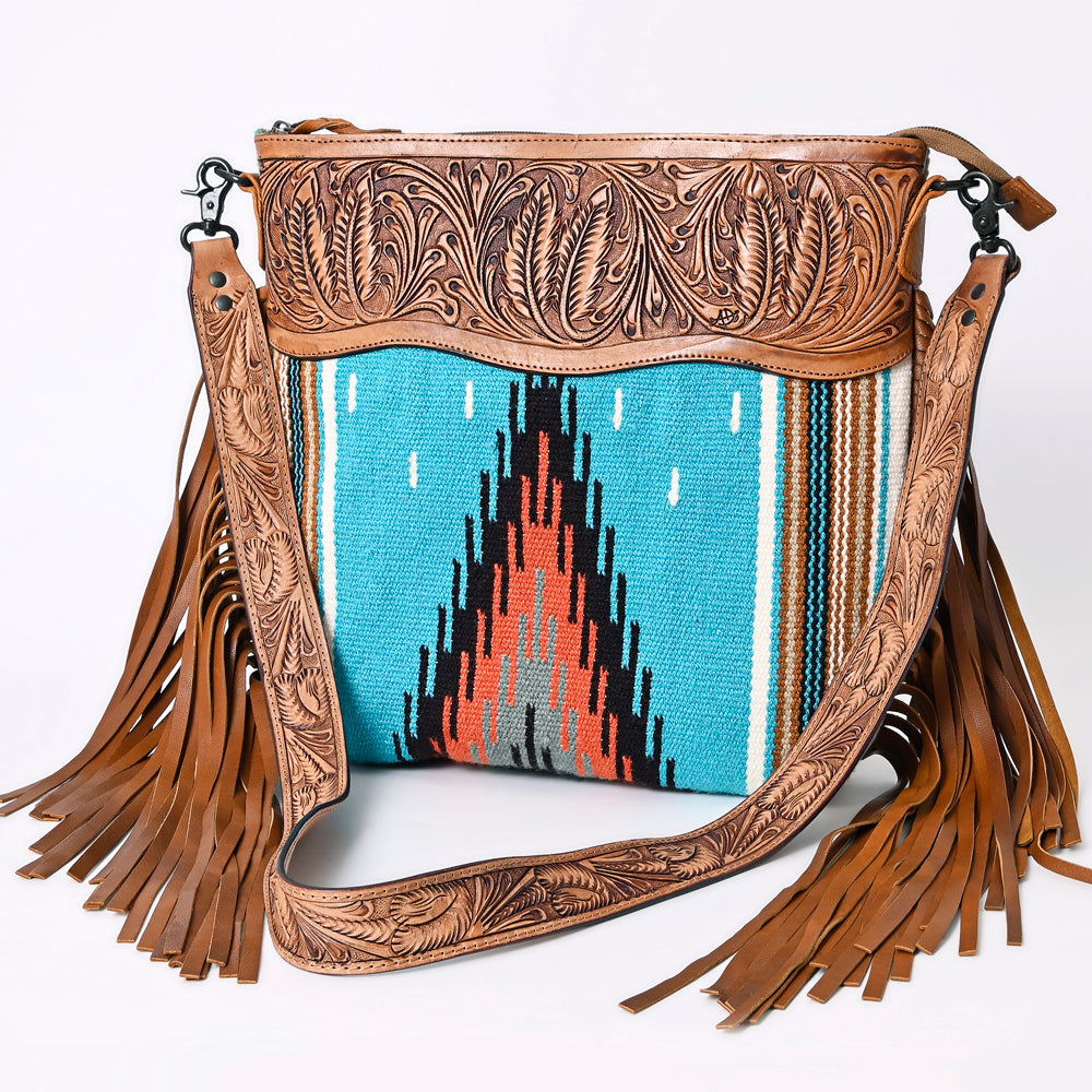 American Darling Hand-Tooled Saddle Blanket Leather Crossbody Bag
