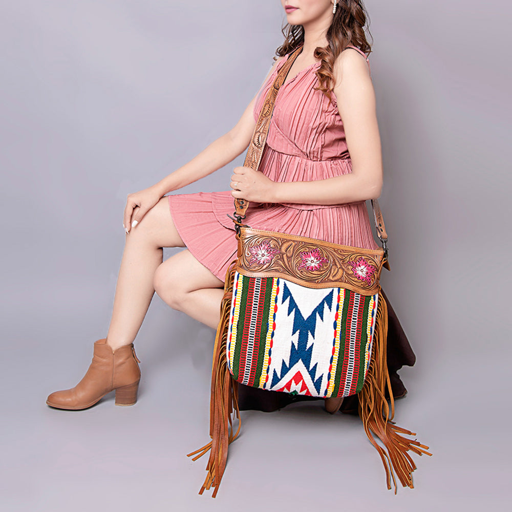 American Darling Crossbody Hand Tooled Saddle Blanket Genuine Leather Women Bag Western Handbag Purse