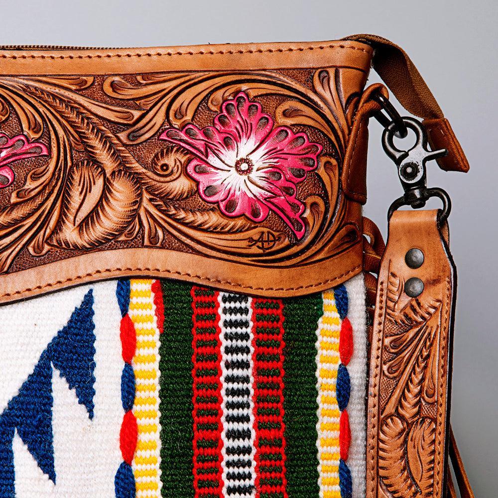 American Darling Hand-Tooled Saddle Blanket Leather Crossbody Bag