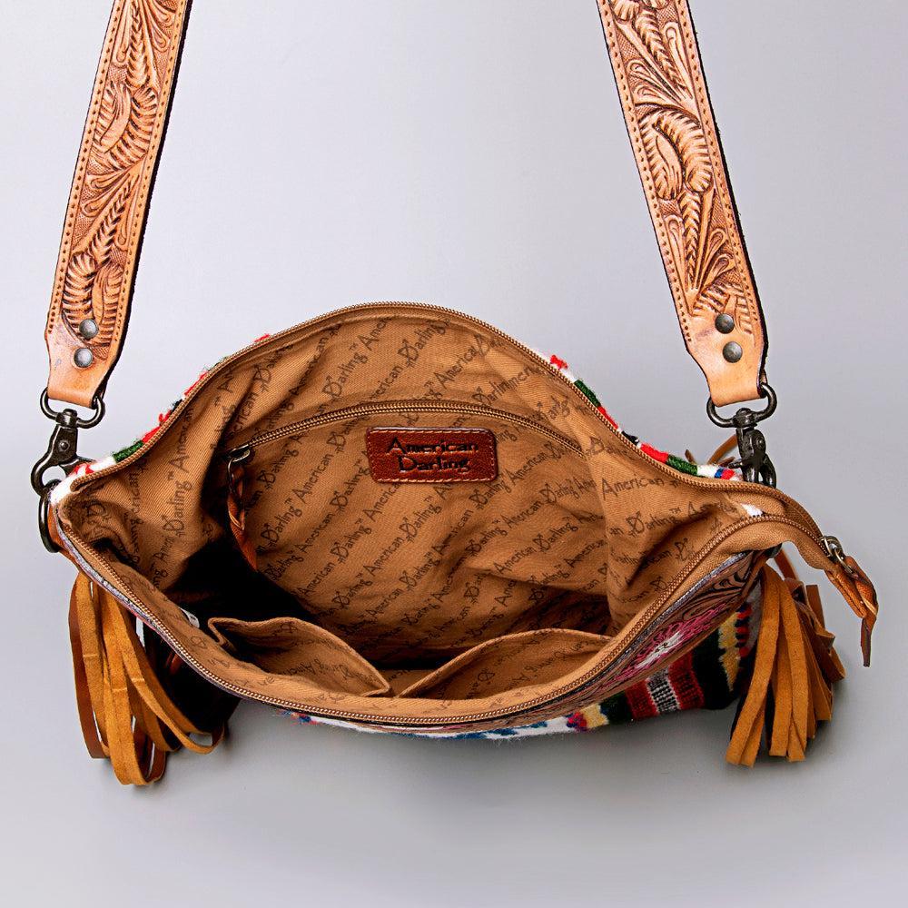 American Darling Hand-Tooled Saddle Blanket Leather Crossbody Bag