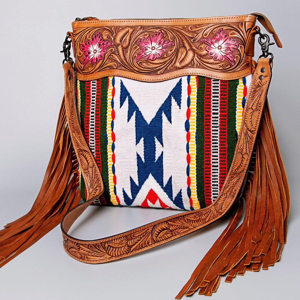 American Darling Hand-Tooled Saddle Blanket Leather Crossbody Bag