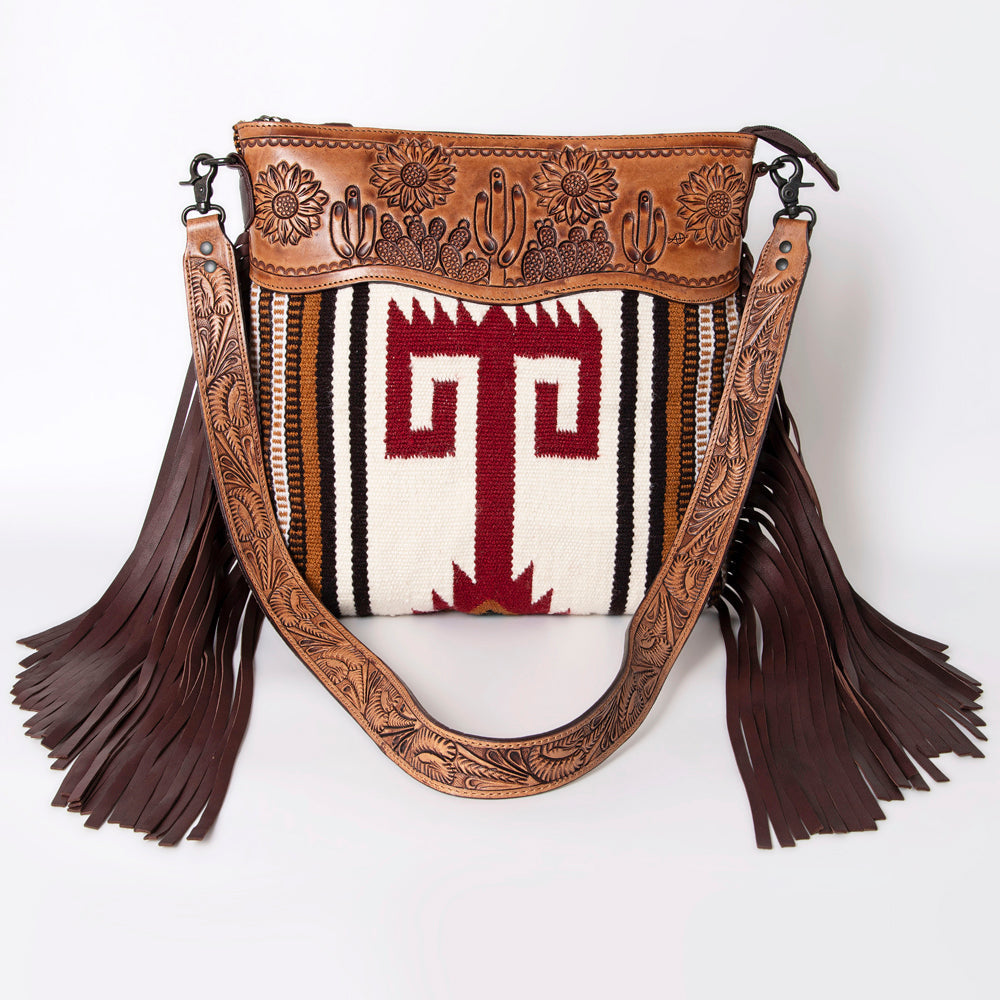 American Darling Hand-Tooled Saddle Blanket Leather Crossbody Bag