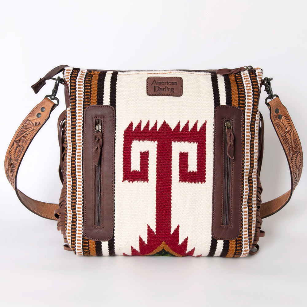 American Darling Hand-Tooled Saddle Blanket Leather Crossbody Bag