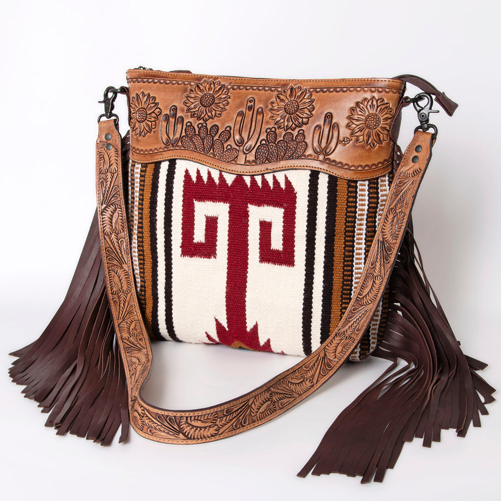 American Darling Hand-Tooled Saddle Blanket Leather Crossbody Bag