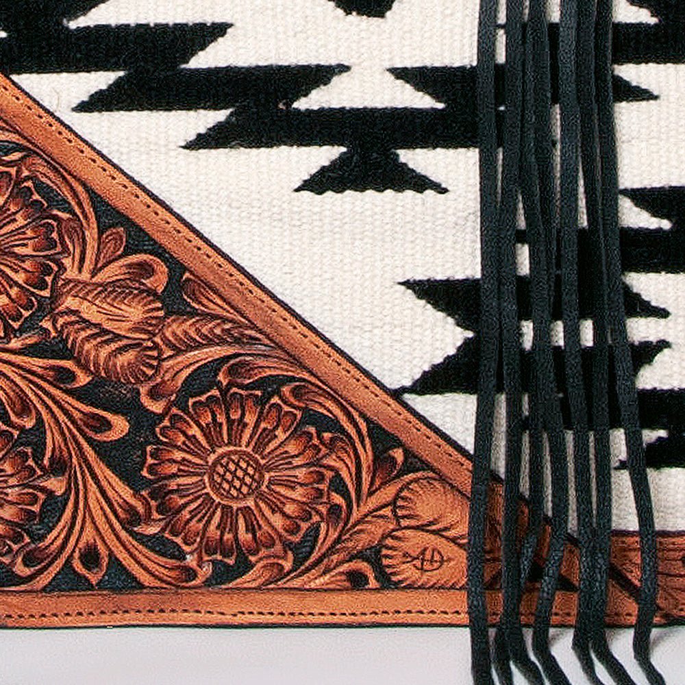 American Darling Tote Hand Tooled Saddle Blanket Genuine Leather