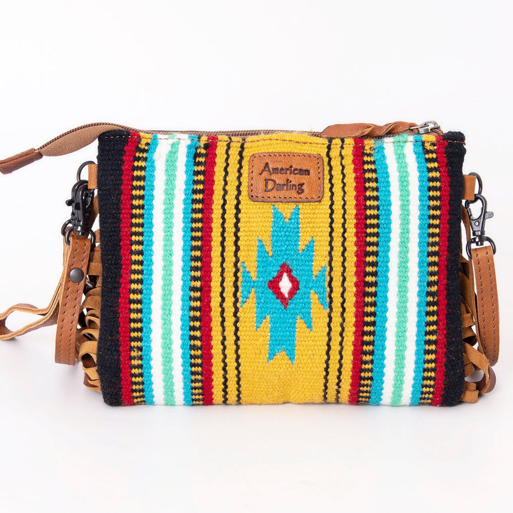 American Darling Crossbody Hand Tooled Saddle Blanket Genuine Leather