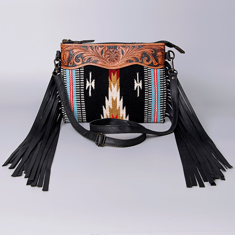 American Darling Crossbody Hand Tooled Saddle Blanket Genuine Leather