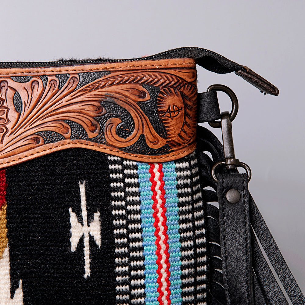 American Darling Crossbody Hand Tooled Saddle Blanket Genuine Leather