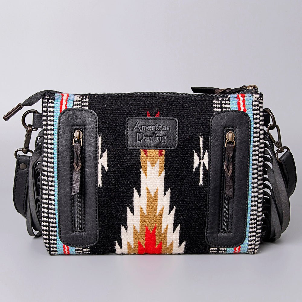 American Darling Crossbody Hand Tooled Saddle Blanket Genuine Leather