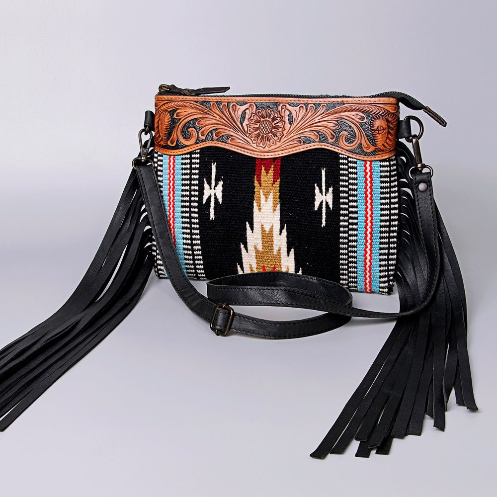 American Darling Crossbody Hand Tooled Saddle Blanket Genuine Leather