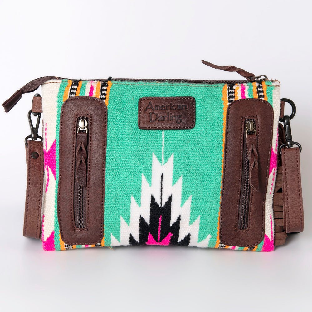 American Darling Crossbody Hand Tooled Saddle Blanket Genuine Leather