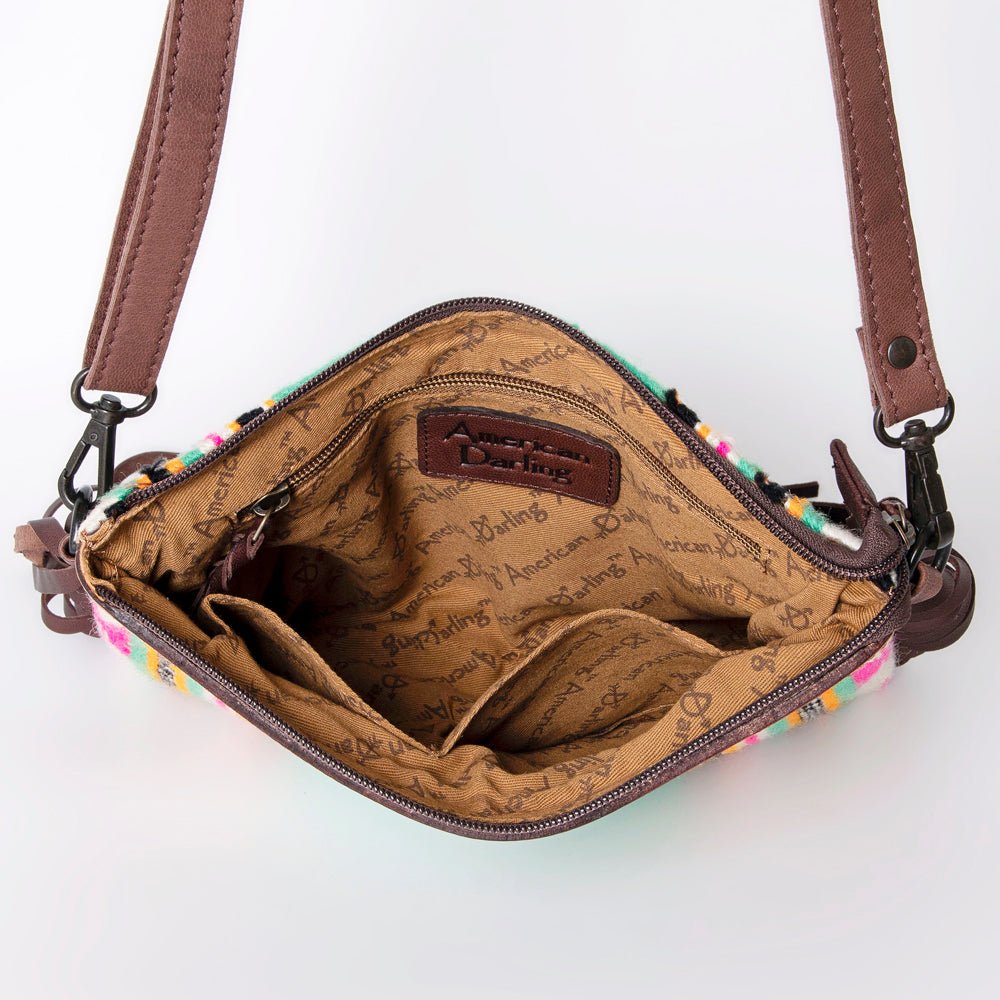 American Darling Crossbody Hand Tooled Saddle Blanket Genuine Leather
