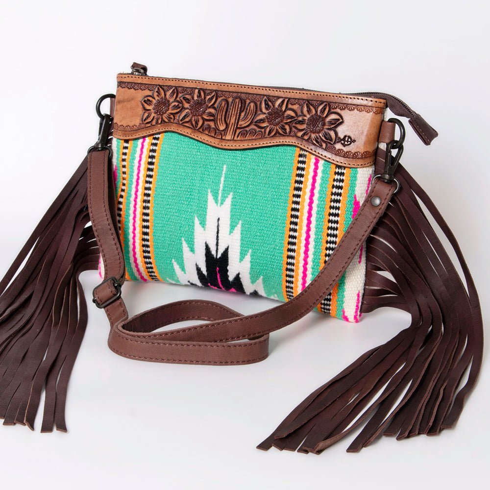 American Darling Crossbody Hand Tooled Saddle Blanket Genuine Leather