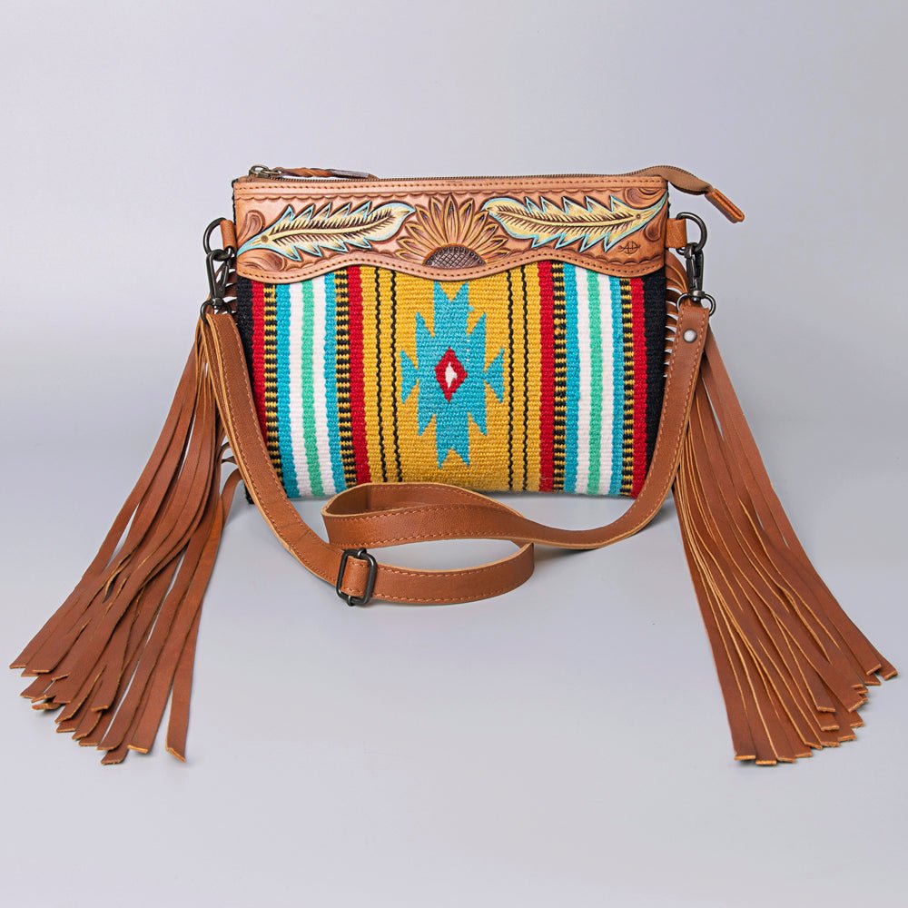 American Darling Crossbody Hand Tooled Saddle Blanket Genuine Leather