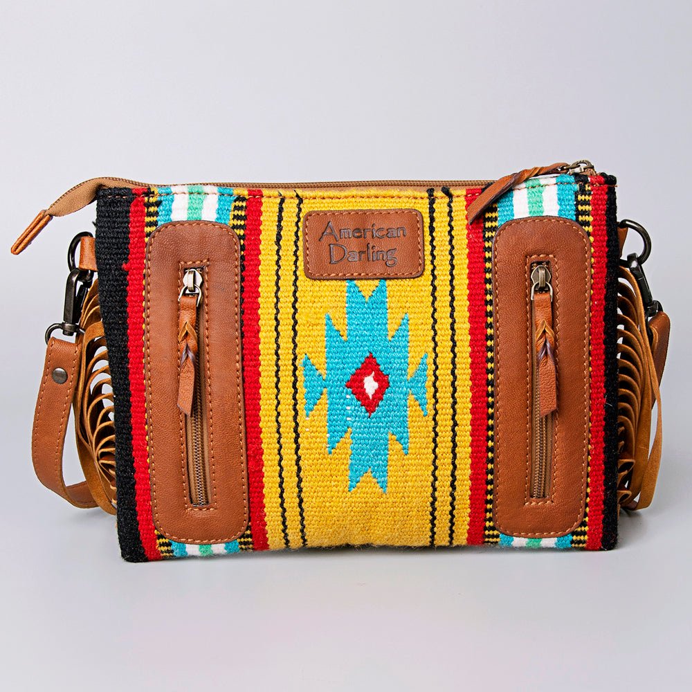 American Darling Crossbody Hand Tooled Saddle Blanket Genuine Leather